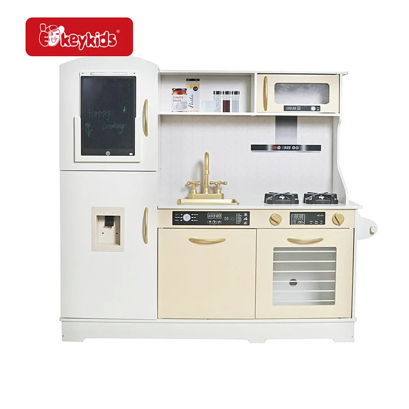 Stock Available Kids Pretend Play Wooden Kitchen Toy Set with Electronic Menu W10C901