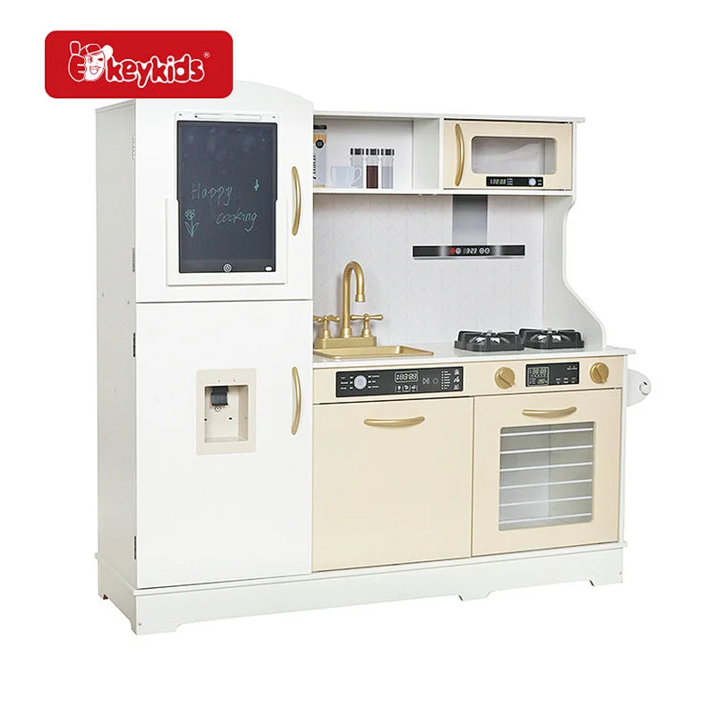 Stock Available Kids Pretend Play Wooden Kitchen Toy Set with Electronic Menu W10C901